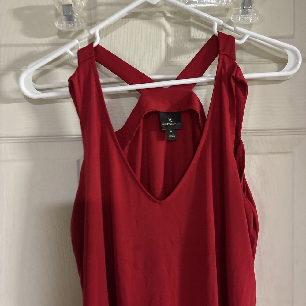 Worthington Women's Red Dress Size Medium Cute Shoulder Design